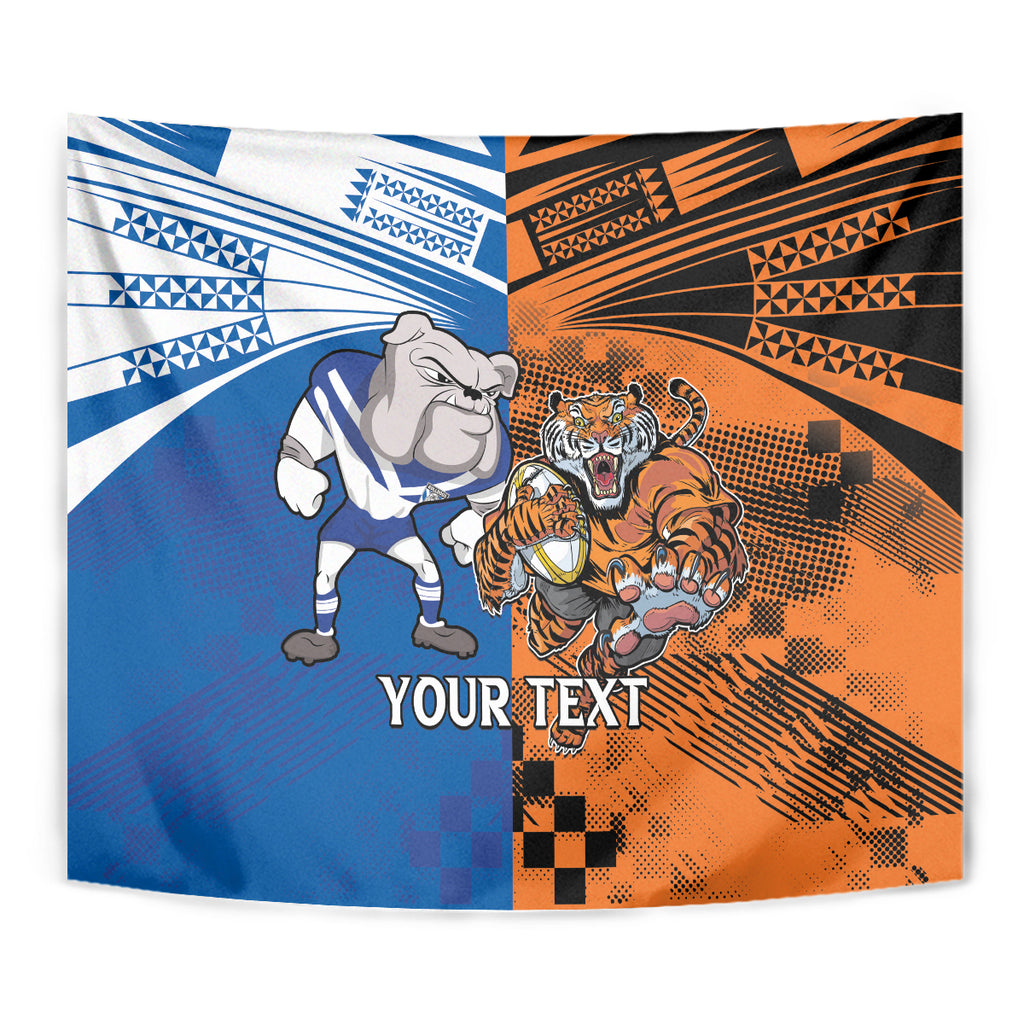 Custom Bulldogs and Tigers Tapestry Rugby Mascot With Sporty Style