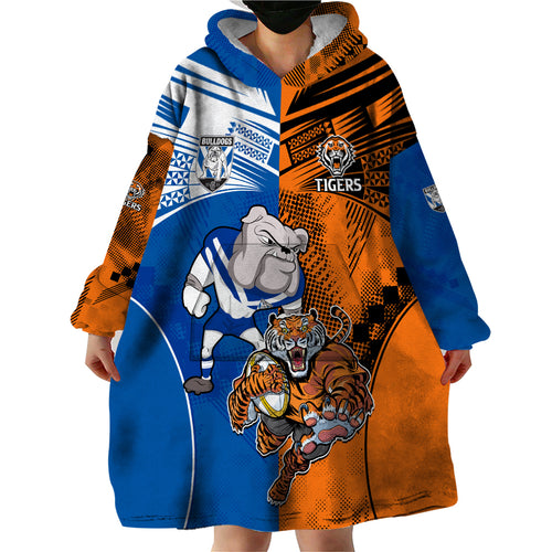 Custom Bulldogs and Tigers Wearable Blanket Hoodie Rugby Mascot With Sporty Style