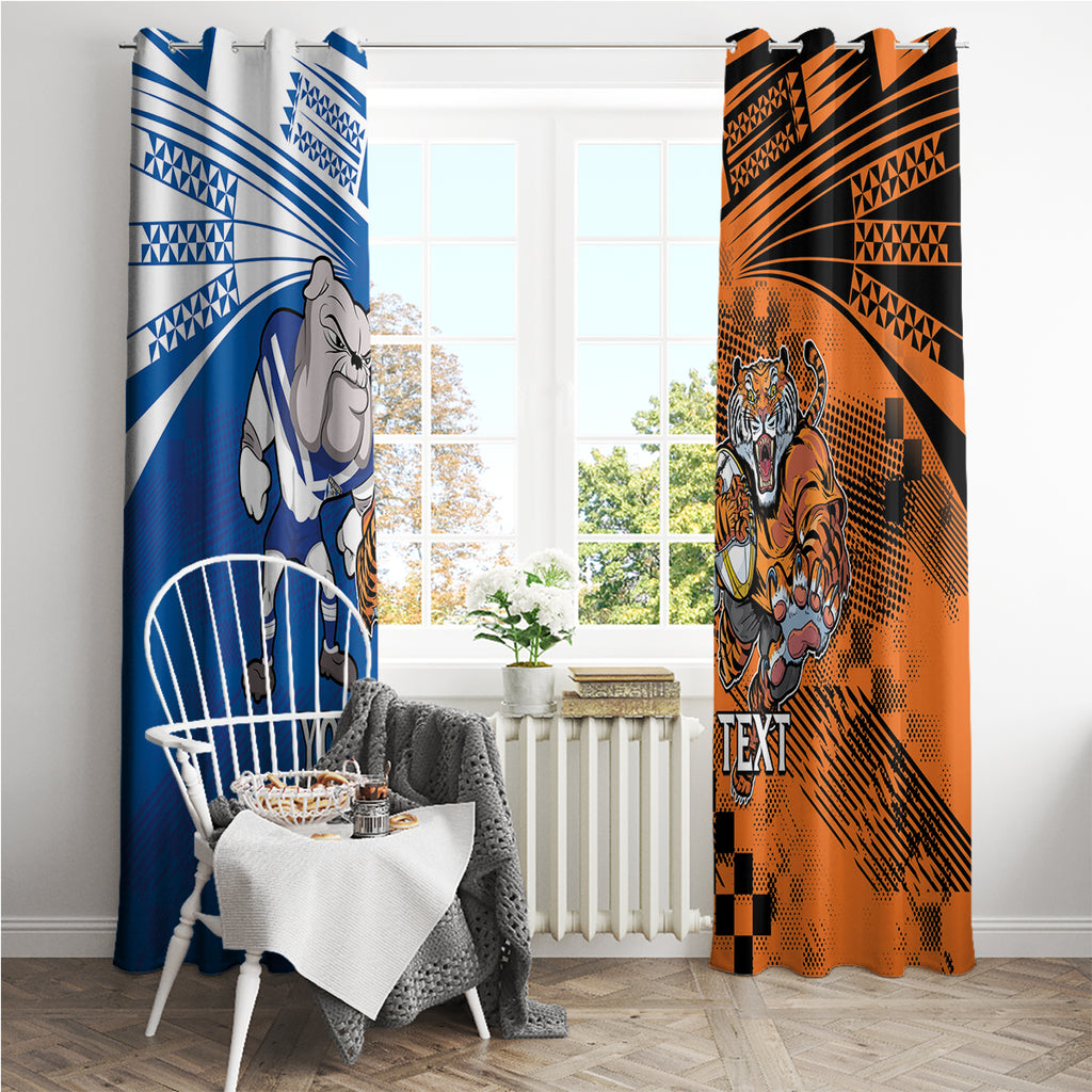 Custom Bulldogs and Tigers Window Curtain Rugby Mascot With Sporty Style