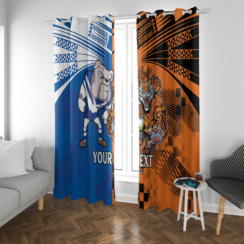 Custom Bulldogs and Tigers Window Curtain Rugby Mascot With Sporty Style