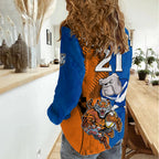 Custom Bulldogs and Tigers Women Casual Shirt Rugby Mascot With Sporty Style