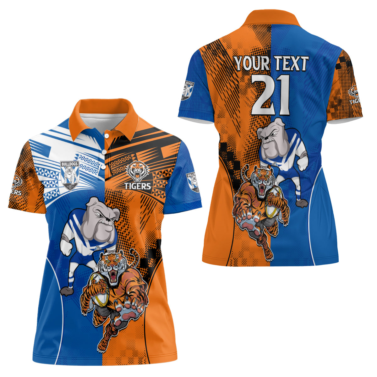 Custom Bulldogs and Tigers Women Polo Shirt Rugby Mascot With Sporty Style