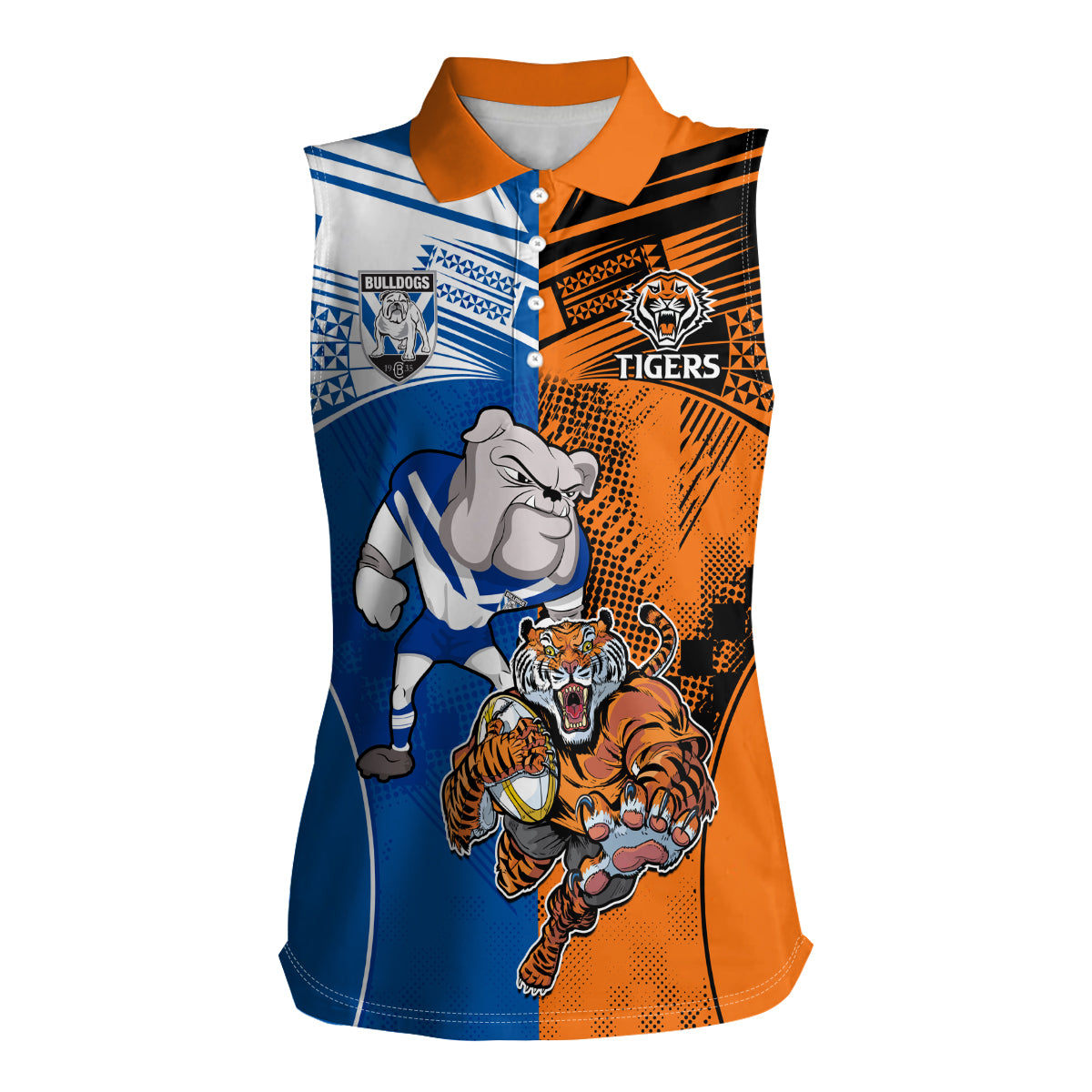 Custom Bulldogs and Tigers Women Sleeveless Polo Shirt Rugby Mascot With Sporty Style