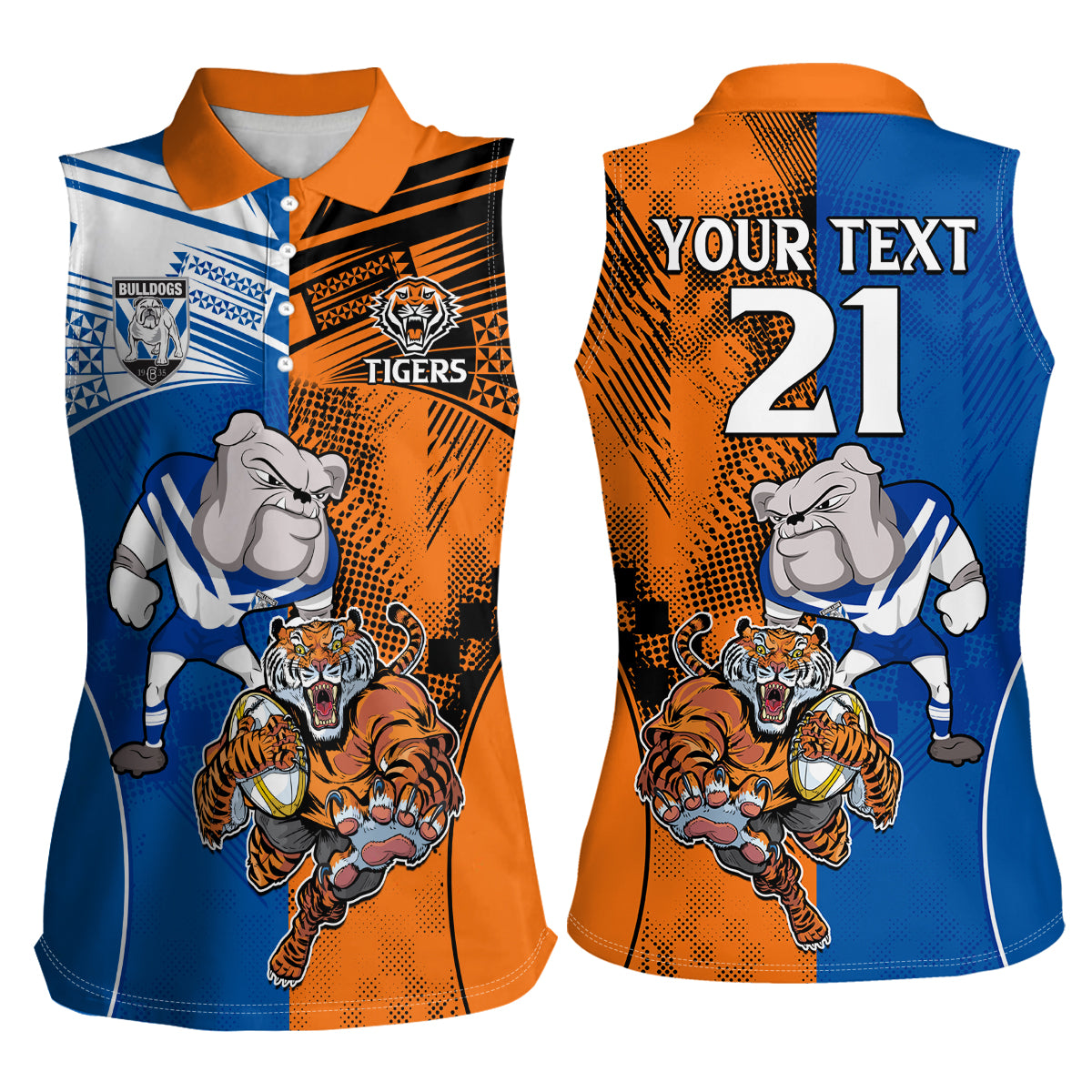 Custom Bulldogs and Tigers Women Sleeveless Polo Shirt Rugby Mascot With Sporty Style