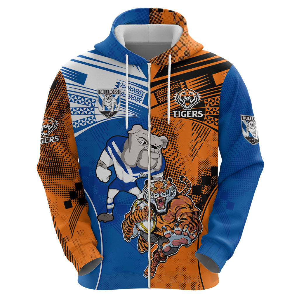 Custom Bulldogs and Tigers Zip Hoodie Rugby Mascot With Sporty Style