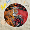 Custom Dragons and Tigers Beach Blanket Rugby Mascot With Sporty Style