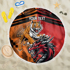 Custom Dragons and Tigers Beach Blanket Rugby Mascot With Sporty Style