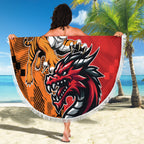 Custom Dragons and Tigers Beach Blanket Rugby Mascot With Sporty Style