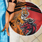 Custom Dragons and Tigers Beach Blanket Rugby Mascot With Sporty Style