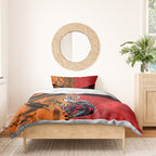 Custom Dragons and Tigers Bedding Set Rugby Mascot With Sporty Style