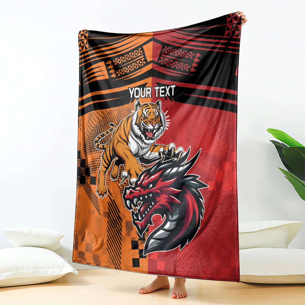 Custom Dragons and Tigers Blanket Rugby Mascot With Sporty Style