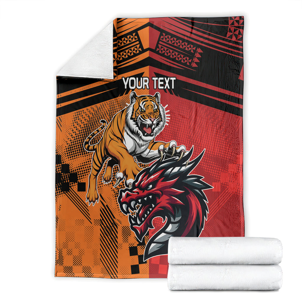 Custom Dragons and Tigers Blanket Rugby Mascot With Sporty Style
