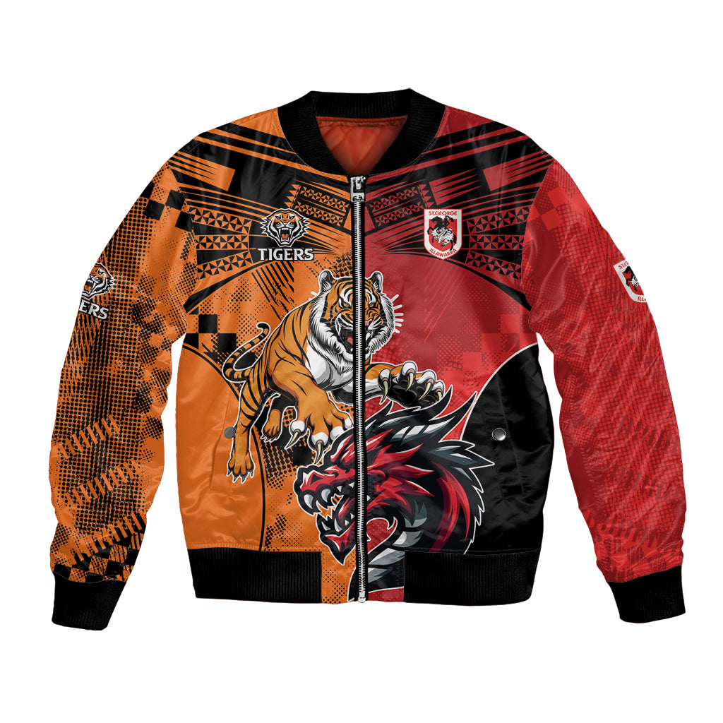 Custom Dragons and Tigers Bomber Jacket Rugby Mascot With Sporty Style