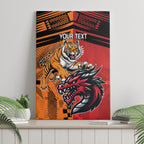 Custom Dragons and Tigers Canvas Wall Art Rugby Mascot With Sporty Style
