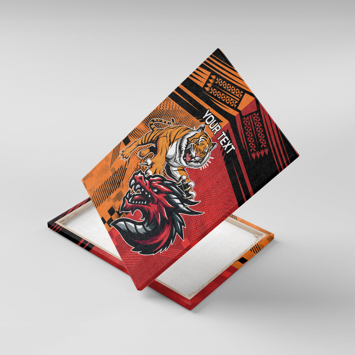 Custom Dragons and Tigers Canvas Wall Art Rugby Mascot With Sporty Style