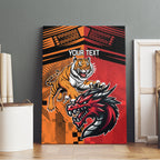 Custom Dragons and Tigers Canvas Wall Art Rugby Mascot With Sporty Style