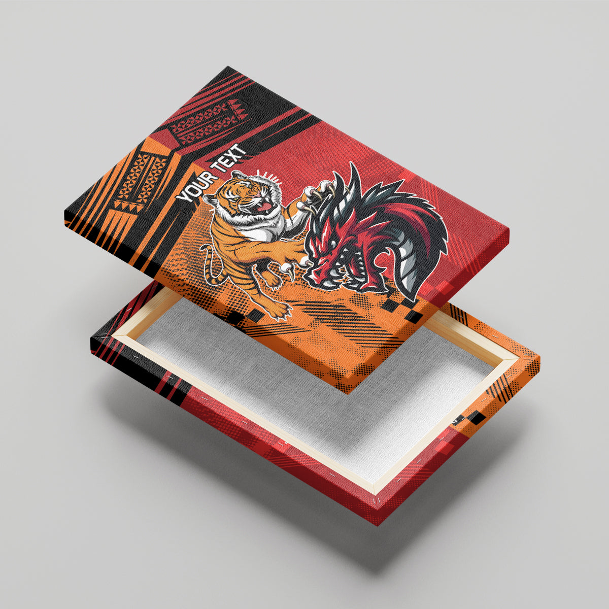 Custom Dragons and Tigers Canvas Wall Art Rugby Mascot With Sporty Style