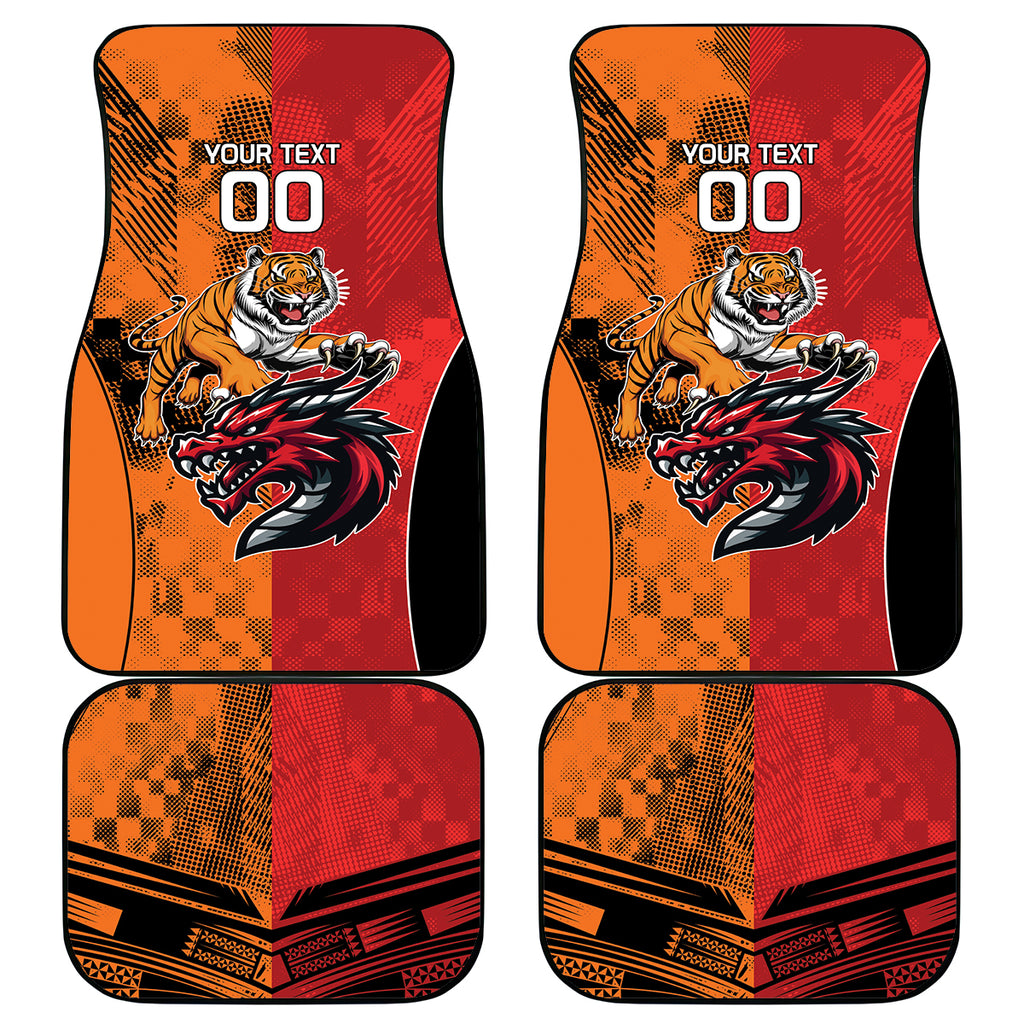 Custom Dragons and Tigers Car Mats Rugby Mascot With Sporty Style