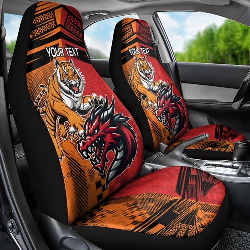 Custom Dragons and Tigers Car Seat Cover Rugby Mascot With Sporty Style