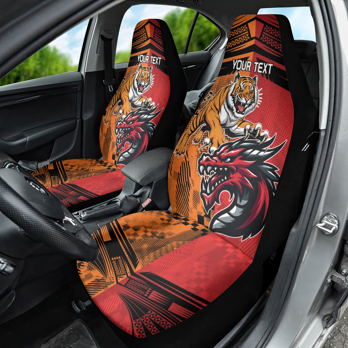 Custom Dragons and Tigers Car Seat Cover Rugby Mascot With Sporty Style