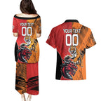 Custom Dragons and Tigers Couples Matching Puletasi and Hawaiian Shirt Rugby Mascot With Sporty Style