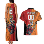 Custom Dragons and Tigers Couples Matching Tank Maxi Dress and Hawaiian Shirt Rugby Mascot With Sporty Style