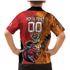 Custom Dragons and Tigers Family Matching Mermaid Dress and Hawaiian Shirt Rugby Mascot With Sporty Style