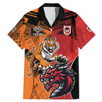 Custom Dragons and Tigers Family Matching Mermaid Dress and Hawaiian Shirt Rugby Mascot With Sporty Style