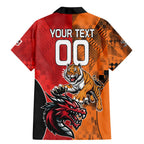 Custom Dragons and Tigers Family Matching Mermaid Dress and Hawaiian Shirt Rugby Mascot With Sporty Style
