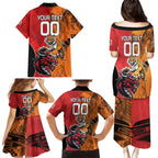 Custom Dragons and Tigers Family Matching Puletasi and Hawaiian Shirt Rugby Mascot With Sporty Style