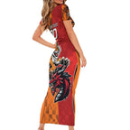 Custom Dragons and Tigers Family Matching Short Sleeve Bodycon Dress and Hawaiian Shirt Rugby Mascot With Sporty Style