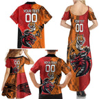 Custom Dragons and Tigers Family Matching Summer Maxi Dress and Hawaiian Shirt Rugby Mascot With Sporty Style