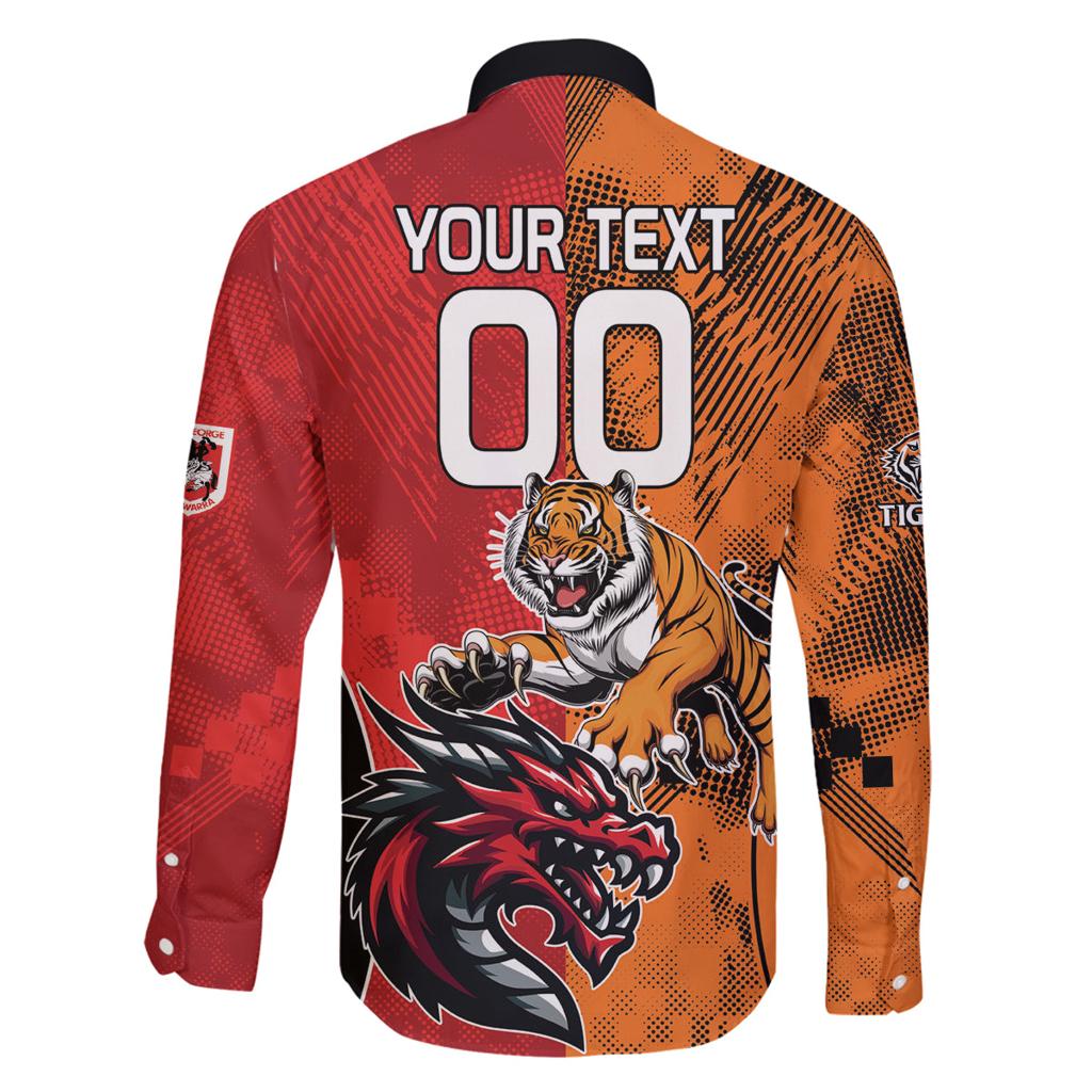 Custom Dragons and Tigers Family Matching Summer Maxi Dress and Hawaiian Shirt Rugby Mascot With Sporty Style