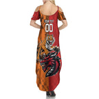 Custom Dragons and Tigers Family Matching Summer Maxi Dress and Hawaiian Shirt Rugby Mascot With Sporty Style