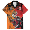 Custom Dragons and Tigers Family Matching Tank Maxi Dress and Hawaiian Shirt Rugby Mascot With Sporty Style