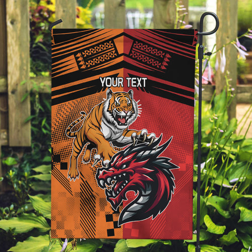 Custom Dragons and Tigers Garden Flag Rugby Mascot With Sporty Style