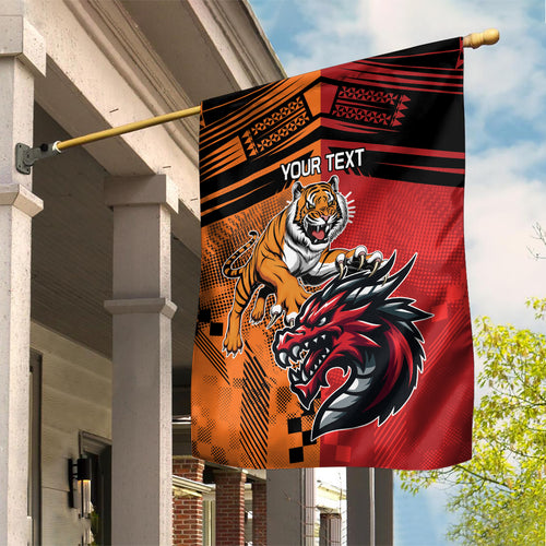 Custom Dragons and Tigers Garden Flag Rugby Mascot With Sporty Style