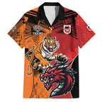 Custom Dragons and Tigers Hawaiian Shirt Rugby Mascot With Sporty Style