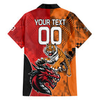 Custom Dragons and Tigers Hawaiian Shirt Rugby Mascot With Sporty Style