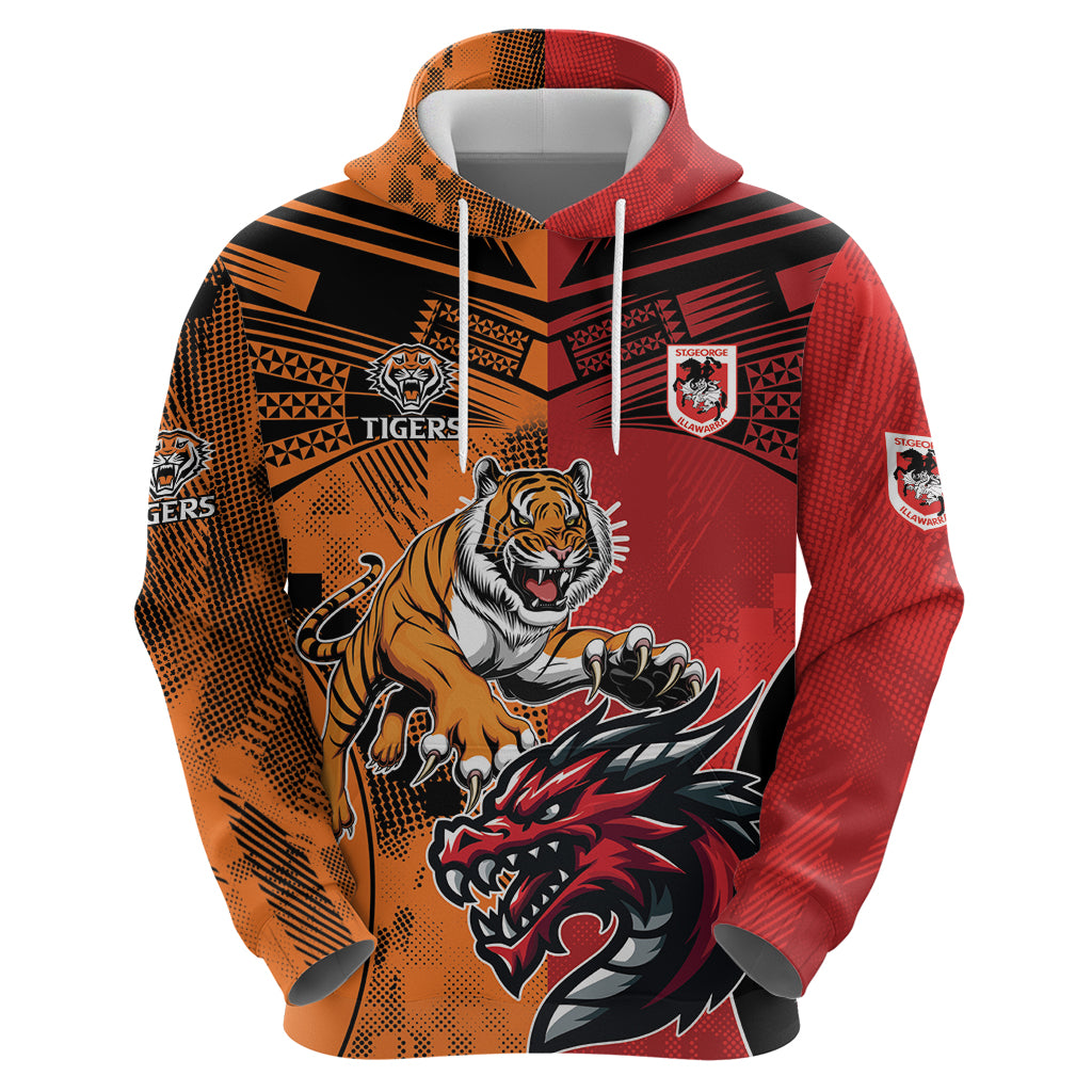 Custom Dragons and Tigers Hoodie Rugby Mascot With Sporty Style
