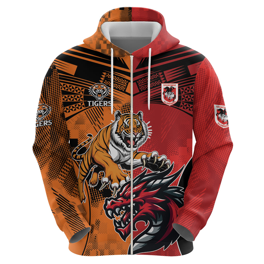 Custom Dragons and Tigers Hoodie Rugby Mascot With Sporty Style