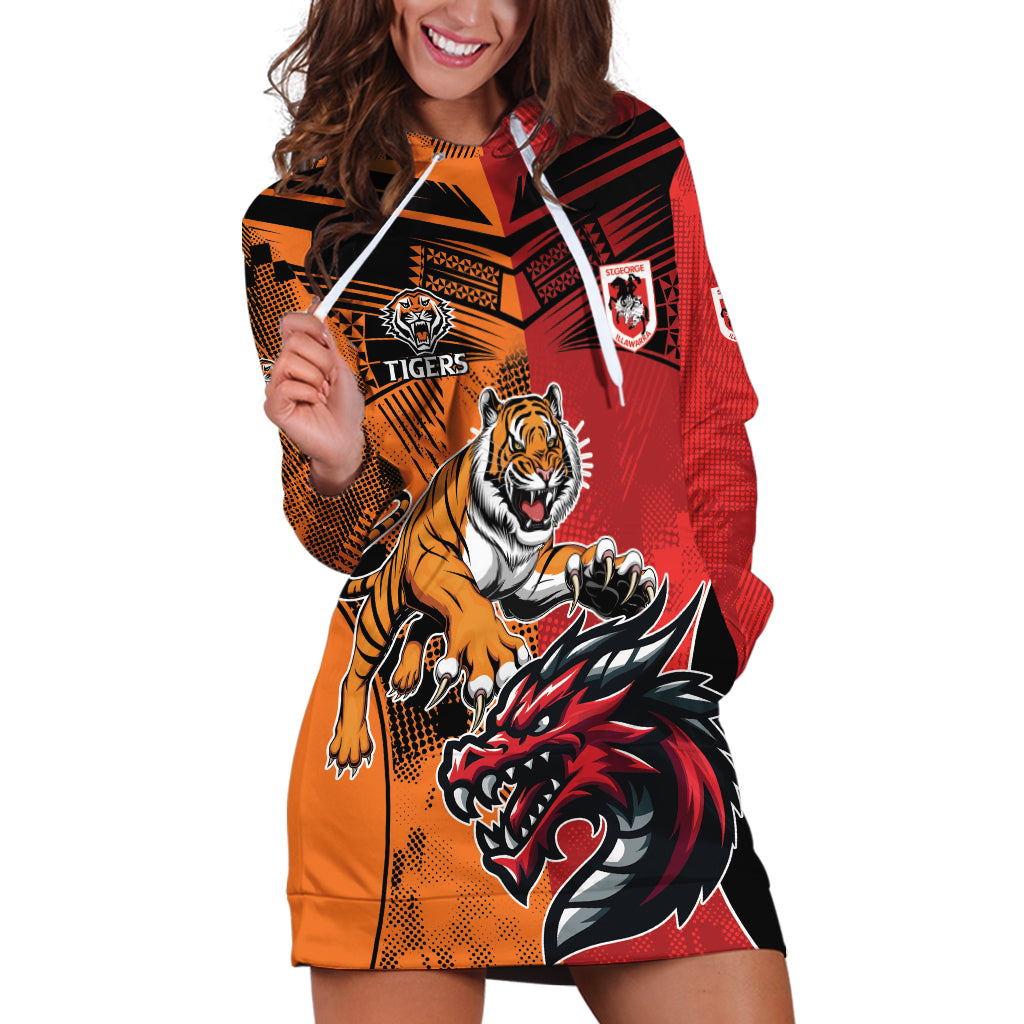 Custom Dragons and Tigers Hoodie Dress Rugby Mascot With Sporty Style