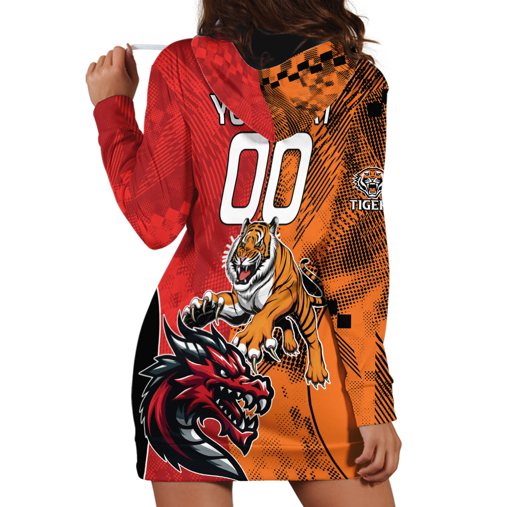 Custom Dragons and Tigers Hoodie Dress Rugby Mascot With Sporty Style