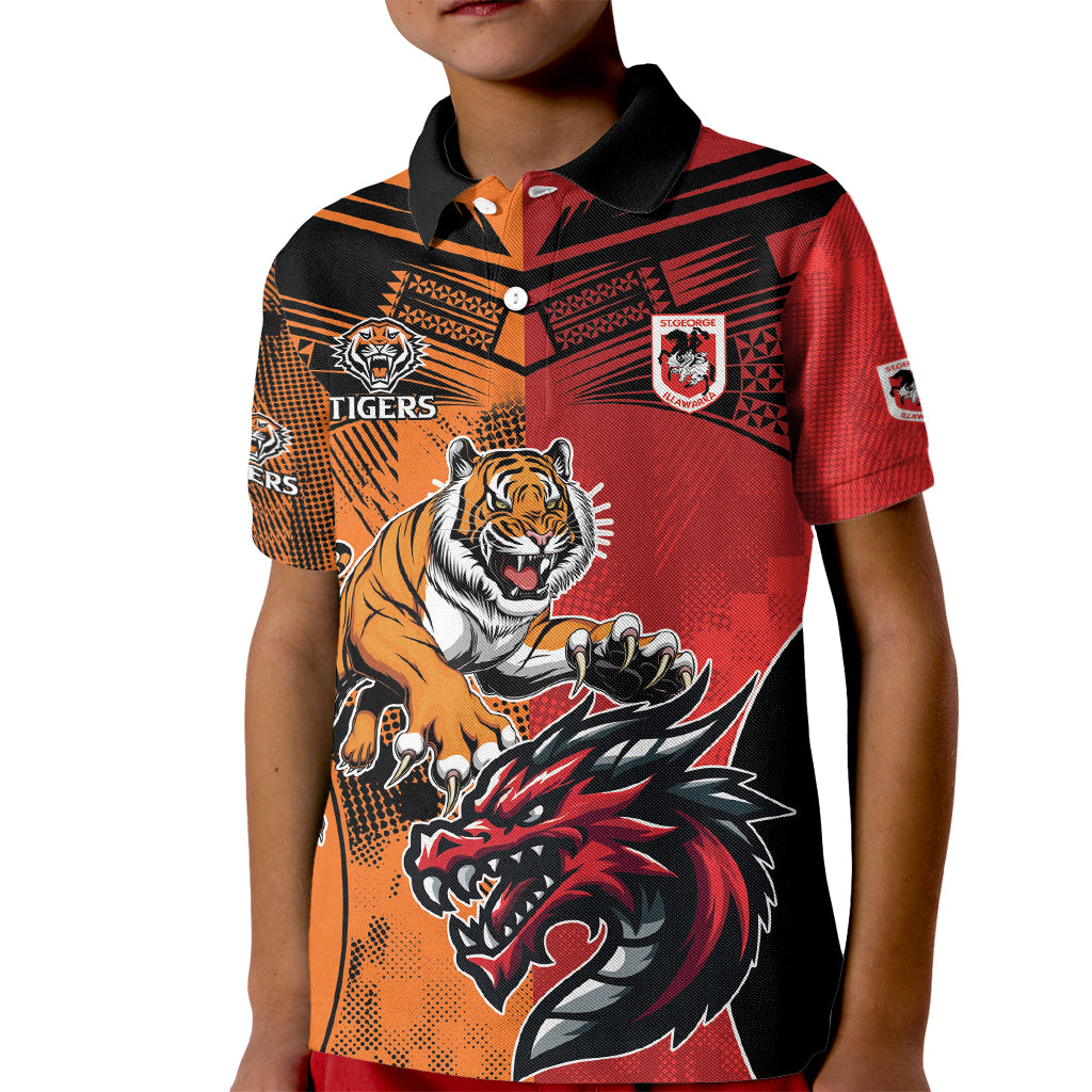 Custom Dragons and Tigers Kid Polo Shirt Rugby Mascot With Sporty Style