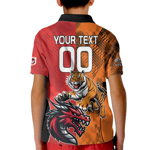 Custom Dragons and Tigers Kid Polo Shirt Rugby Mascot With Sporty Style