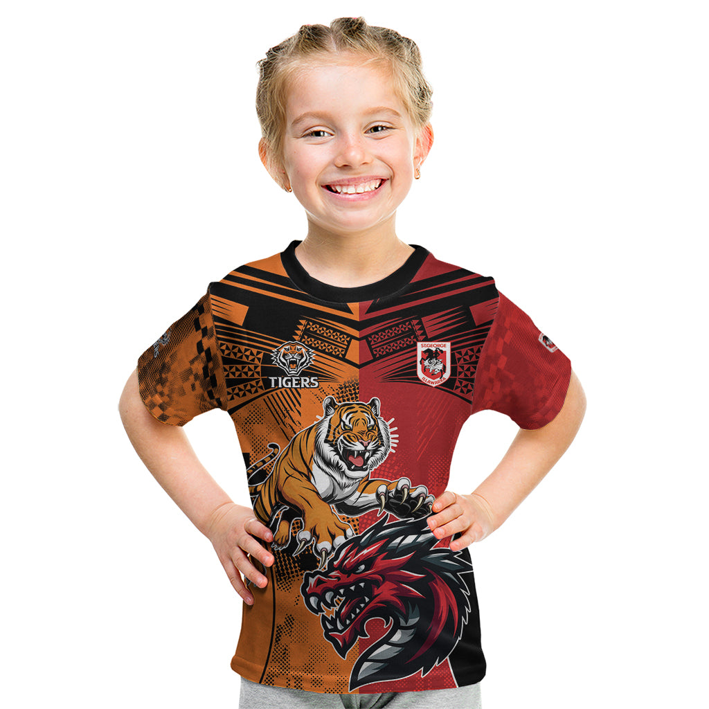 Custom Dragons and Tigers Kid T Shirt Rugby Mascot With Sporty Style