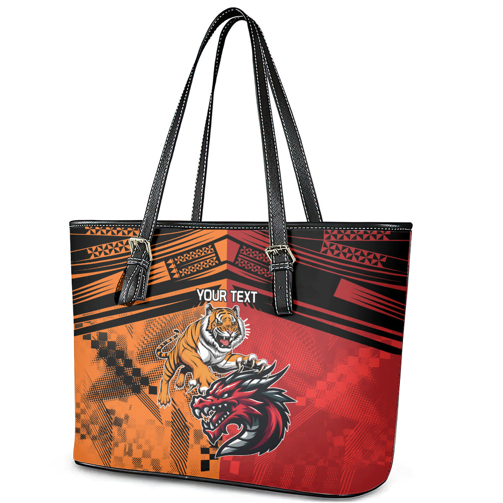 Custom Dragons and Tigers Leather Tote Bag Rugby Mascot With Sporty Style