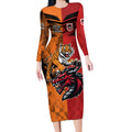 Custom Dragons and Tigers Long Sleeve Bodycon Dress Rugby Mascot With Sporty Style