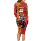 Custom Dragons and Tigers Long Sleeve Bodycon Dress Rugby Mascot With Sporty Style