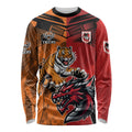 Custom Dragons and Tigers Long Sleeve Shirt Rugby Mascot With Sporty Style